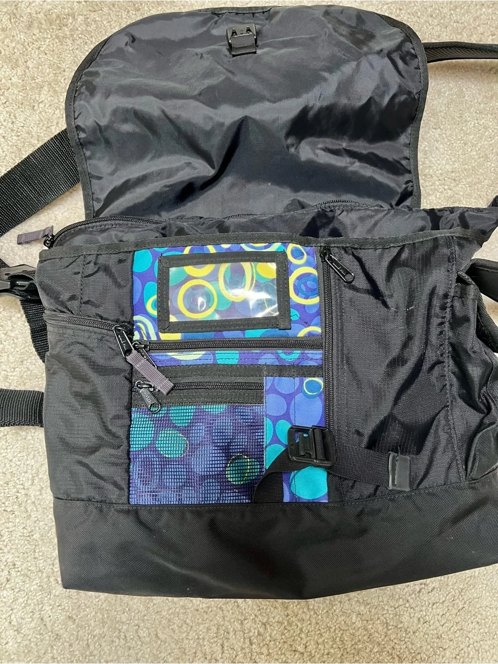 L.L. BEAN Retro Bubble Print Messenger Bag - Vibrant & Durable!